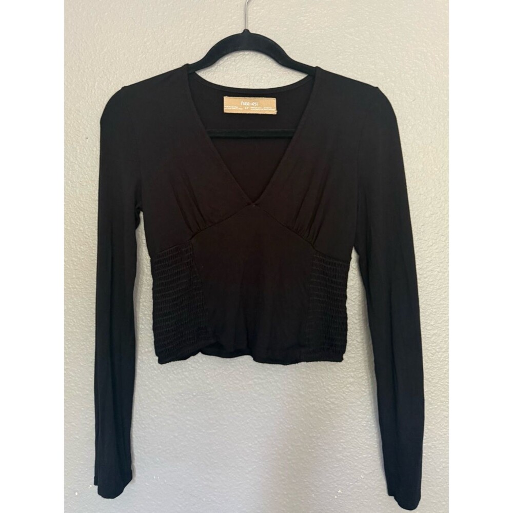 Free People Free-est "In The West" Smocked Waist Top - Black - Size S